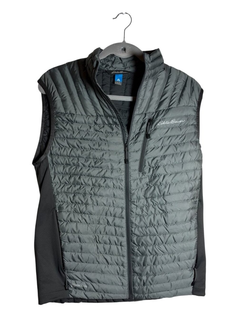 Eddie Bauer First Ascent StormDown Hybrid Puffer Vest Gray Goose Down Mens S